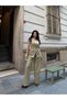 Women's Belt Detailed Vest and Trousers Set Double Breasted Collar Buttoned Stylish Two-Piece Set - 4