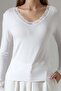 Women's V-Neck Collar Lace Long Sleeve Blouse 22144 - 3