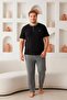 100% Cotton Large Size Men's Pajama Set with Collar and Placket Details - 2