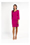 Fuschia Mini Length Party Dress with Crystal Embossing - 5