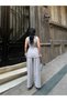 Women's Belt Detailed Vest and Trousers Set Double Breasted Collar Buttoned Stylish Two-Piece Set - 8