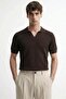 Coffee Textured Polo Collar Men's T-Shirt