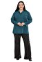 Plus Size Covered Double Pocket Long Sleeve Petrol Green Shirt - 2