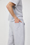 Men's Blank Gray Adjustable Leg Sweatpants Without Pockets - 7
