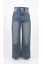 Green Tinted Wide-Legged Full Stone-Embellished Denim Pants - 5