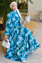 Patterned Hijab Jessica Dress B592 Turquoise - 2
