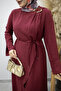 Brooch Detailed Belted Dress Tsd260198 Fuchsia - 5
