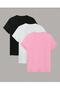 3-Pack Combination Women's Men's Unisex Crew Neck Plain Basic T-Shirt - 2