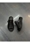 Black Leather Orthopedic Buckle Women's Daily Slippers - 2