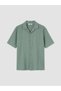 Xside Green Loose Fit Resort Collar Muslin Men's Shirt - 5