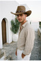 Men's Cowboy Style Hat with Wide Brim and Metal Detail for Summer