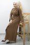 Brooch Detailed Belted Dress Tsd260198 Brown - 4