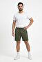 Men's Khaki Zippered Sports Shorts Breathable Stretchy Fabric with Back Hem Detail - 5