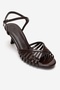 Danica Brown Patent Leather Thin Strap Women's Heeled Shoes - 3