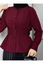 Women's Shirt - Buttoned Elastic Gathered Waist Fitted Shirt