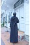 Anthracite Hijab Dress with Stone Embellishments on the Front and Sleeves Hnt71021 - 7