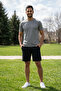 Men's Gray Sports T-Shirt Quick-Drying Compression Sweat-Wicking Fabric