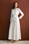 Belted Skirt Suit White 2718 - 7