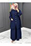 Elegant Buttoned Detailed Double Pocket Comfortable Fit Hijab Two-Piece Set