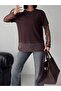 Lace Detail Brown Modal Fabric Women's T-Shirt - 8