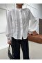 Vintage Lace Detailed Padded White Women's Shirt - 5