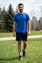 Men's Blue Sports T-Shirt Quick Dry Compression Sweat-Wicking Fabric