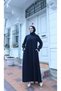 Front and Sleeve Ends Are Stone Embroidered, Shawl-Style Hijab Dress, Navy Blue Hnt71021 - 2