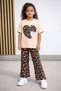 Flower Printed, Heart-Detail Spanish-Style Pants, Top and Bottom Summer Girls' Set