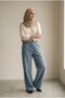 Women's Gabardine Wide-Leg Trousers with Tassels and Elastic Waist - 3
