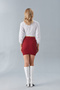 Women's Burgundy Ribbed Mini Skirt Flexible Pencil Skirt Casual Stylish - 5