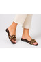 Women's Brown Pyramid Stone Detail Comfort Slippers - 6