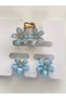 Set of 3 Buckles (1 Piece Normal Size, 2 Pieces Small Size) - Light Blue Flowered Metal Buckle - 3