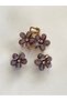 Set of 3 Buckles (1 Piece Normal Size, 2 Pieces Small Size) - Anthracite Metal Buckle with Flowers - 5