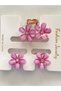 Set of 3 Clasps (1 Piece Normal Size, 2 Pieces Small Size) - Metal Clasp with Lila-Colored Flowers - 4