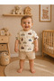Baby Boy Cotton Combed Cotton Top and Bottom Set with Car Pattern - 2