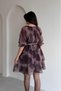 Women's Half Sleeve Skirt Layered Elastic Waist Belted Chiffon Fabric Short Dress - 2