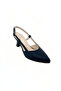 Black Satin Stiletto Pointed Toe Open Back Strap Heel Casual Comfortable Women's Heeled Shoes Vdz02013 - 7