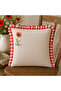 Poppy Patterned Runner + 4-Piece Throw Pillow Set – Red Gingham Ruffled Country Table Decor Set (5 Pieces) - 2