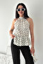 Women's Polka Dot Halter Neck Blouse – Stylish Blouse with Elastic Waist - 4