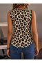 Women's Buttoned V-Neck Sleeveless Color Block Atlas Fabric Vest - 2