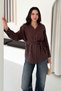 Women's Belted Shirt – Stylish Long Sleeve Shirt with Pockets and Relaxed Fit - 2