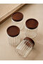 Set of 4 Glass Spice Jars with Acacia Lids / 350 ml - 2