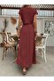 Women's Crew Neck Crop Blouse Long Viscose Skirt Two-Piece Set - 2