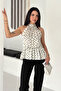 Women's Polka Dot Halter Neck Blouse – Stylish Blouse with Elastic Waist - 5