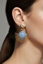 Gold Color Blue Dangle Sun Earrings (4.5 cm)