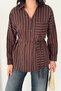 Women's Belted Shirt – Stylish Long Sleeve Shirt with Pockets and Relaxed Fit - 4