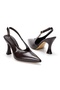 Women's Thin Heeled Open Back Genuine Leather Pointed Toe Evening Dress Shoes - 2