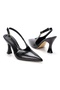 Women's Thin Heeled Open Back Genuine Leather Pointed Toe Evening Dress Shoes - 3