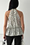 Women's Polka Dot Halter Neck Blouse – Stylish Blouse with Elastic Waist - 8