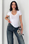 Women's Lace Collar Basic T-Shirt – V-Neck Slim Fit Stylish Blouse